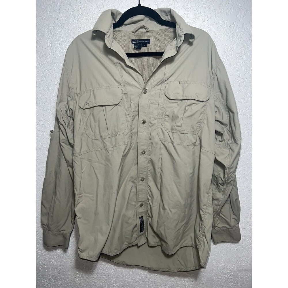 5.11 Tactical Series Long Sleeve Concealed Shirt Khaki Vented Button Medium (E)